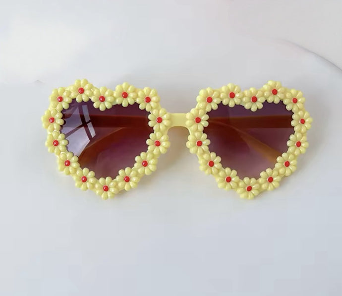 Baby/Kid Girl Love Heart Flower Sunglasses - Lemon - Fox Baby & Co