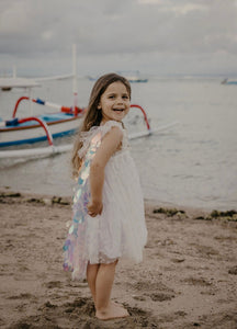 Kids little girls Mermaid Cape White/Silver - Fox Baby & Co