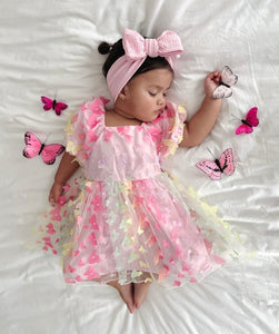 Kids little girls Pandora Butterfly Tulle Dress - Rainbow - Fox Baby & Co