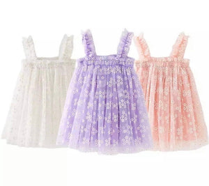 Kids little girls Arabella Daisy Tulle Dress - Baby Pink - Fox Baby & Co