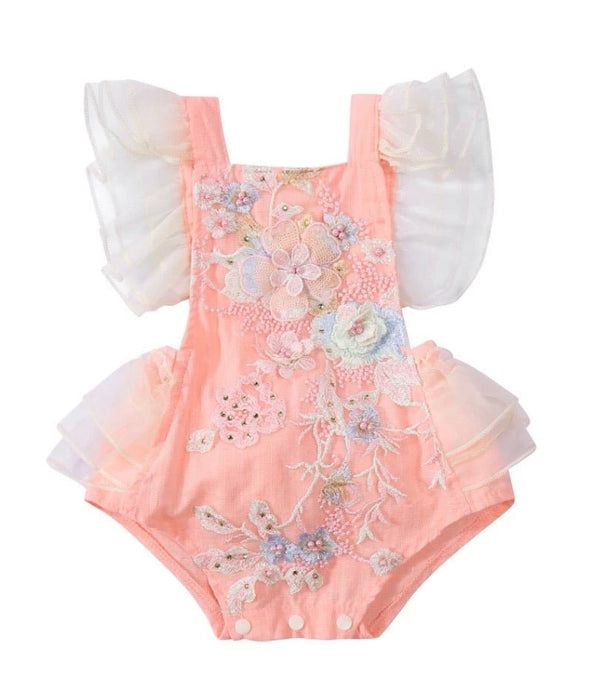 Billie Birthday Romper - Peach (1st or 2nd birthday outfit) - Fox Baby & Co