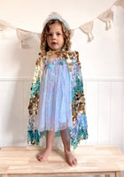 Load image into Gallery viewer, Kids little girl Mermaid Kids Cape Blue/Gold - Fox Baby &amp; Co
