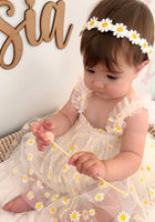 Load image into Gallery viewer, Kids little girls Arabella Daisy Tulle Dress - White/Yellow - Fox Baby &amp; Co
