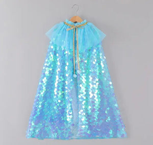 Kids little girls Mermaid Cape Blue (pre order) - Fox Baby & Co