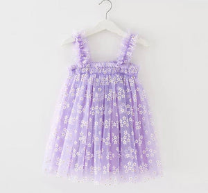 Kids little girls Arabella Daisy Tulle Dress - Lilac - Fox Baby & Co
