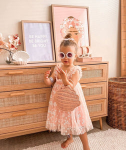 Kids little girls Arabella Daisy Tulle Dress - Baby Pink - Fox Baby & Co