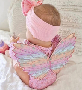Kids little girls Rainbow Fairy Wings and wand Birthday set - pink - Fox Baby & Co