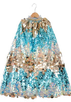 Load image into Gallery viewer, Kids little girl Mermaid Kids Cape Blue/Gold - Fox Baby &amp; Co
