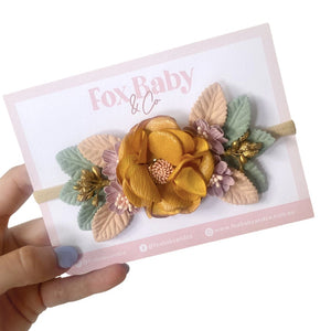 Mustard Floral Baby Headband - Fox Baby & Co