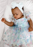 Load image into Gallery viewer, Kids little girls Clara Flower Tulle Dress - Blue - Fox Baby &amp; Co
