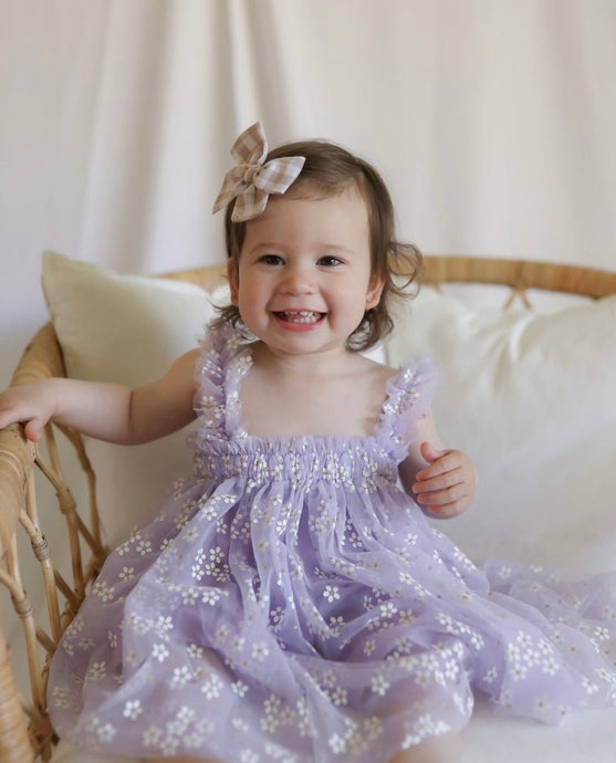 Kids little girls Arabella Daisy Tulle Dress - Lilac - Fox Baby & Co