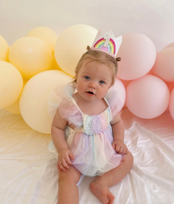 Rainbow 1st Birthday Party Crown Hat - Fox Baby & Co