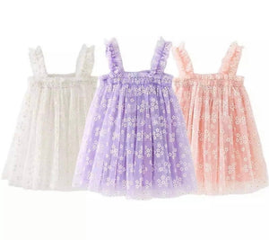 Kids little girls Arabella Daisy Tulle Dress - White - Fox Baby & Co