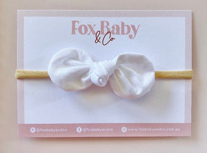 Harper Baby Bow Headband - White - Fox Baby & Co