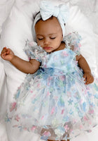 Load image into Gallery viewer, Kids little girls Clara Flower Tulle Dress - Blue - Fox Baby &amp; Co
