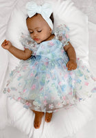Load image into Gallery viewer, Kids little girls Clara Flower Tulle Dress - Blue - Fox Baby &amp; Co
