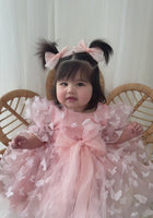 Load and play video in Gallery viewer, Kids girls Annabella Butterfly Luxe Tulle Dress - Baby Pink
