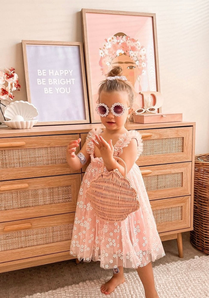 Kids little girls Arabella Daisy Tulle Dress - Baby Pink – Fox